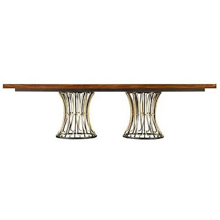 Dining Table with 2 Metal Pedestals